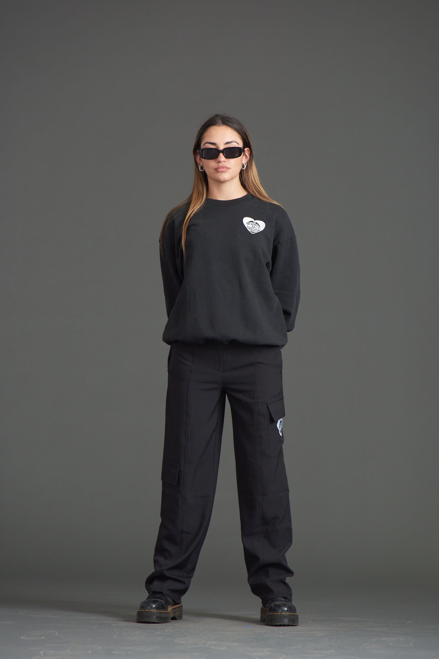 UNISEX HEARTED BLACK GENERATION ILY CREW NECK SWEATER