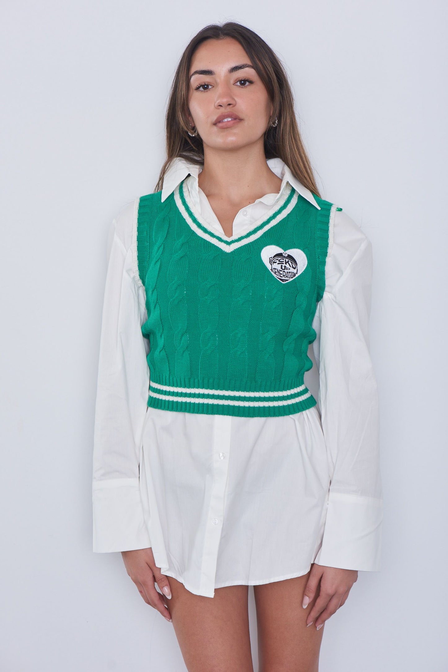 ILOVEYOU GREEN HEARTED CARDIGAN