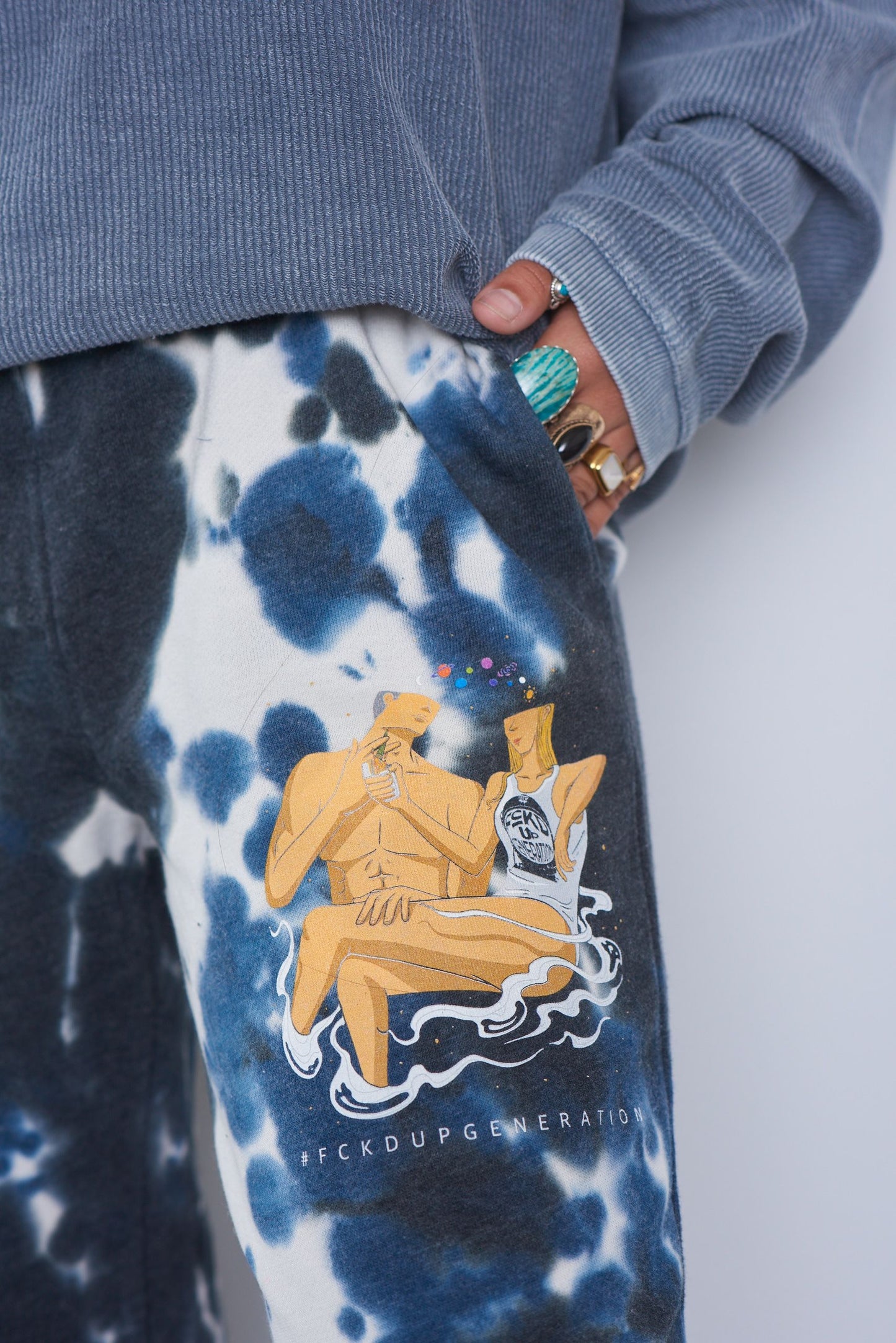 SMOKING ONLY WITH YOU 4EVER TYE-DYE PANTS
