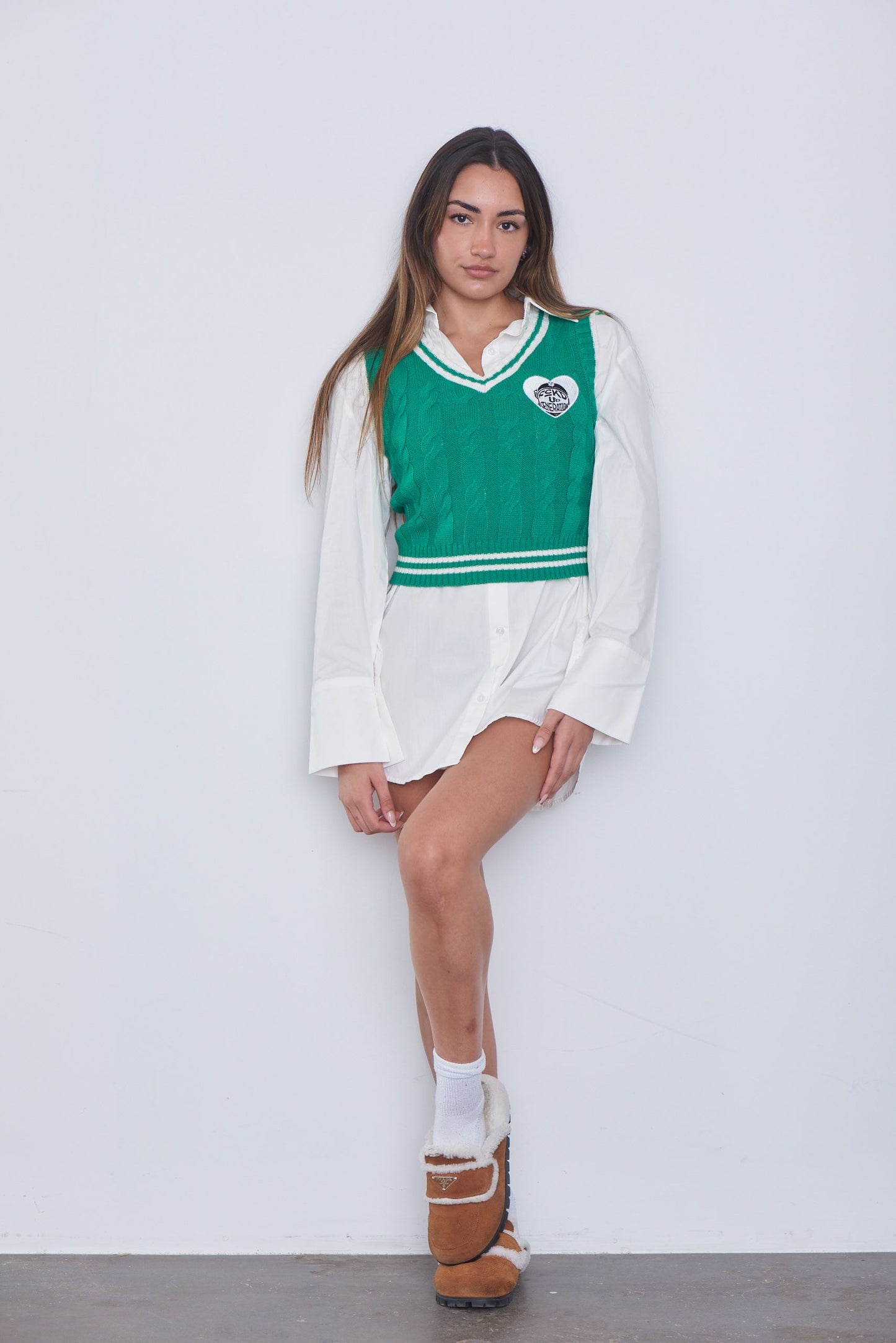 ILOVEYOU GREEN HEARTED CARDIGAN