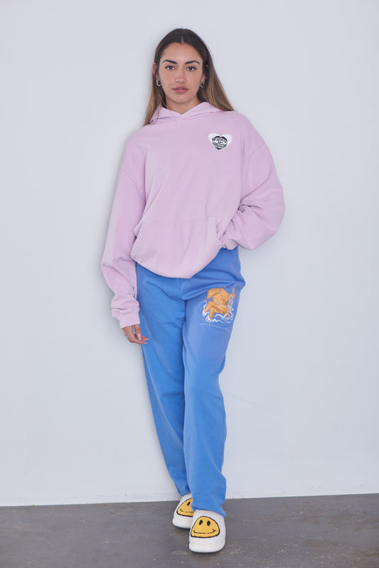 UNISEX WASHED PINK HEARTED HOODIE